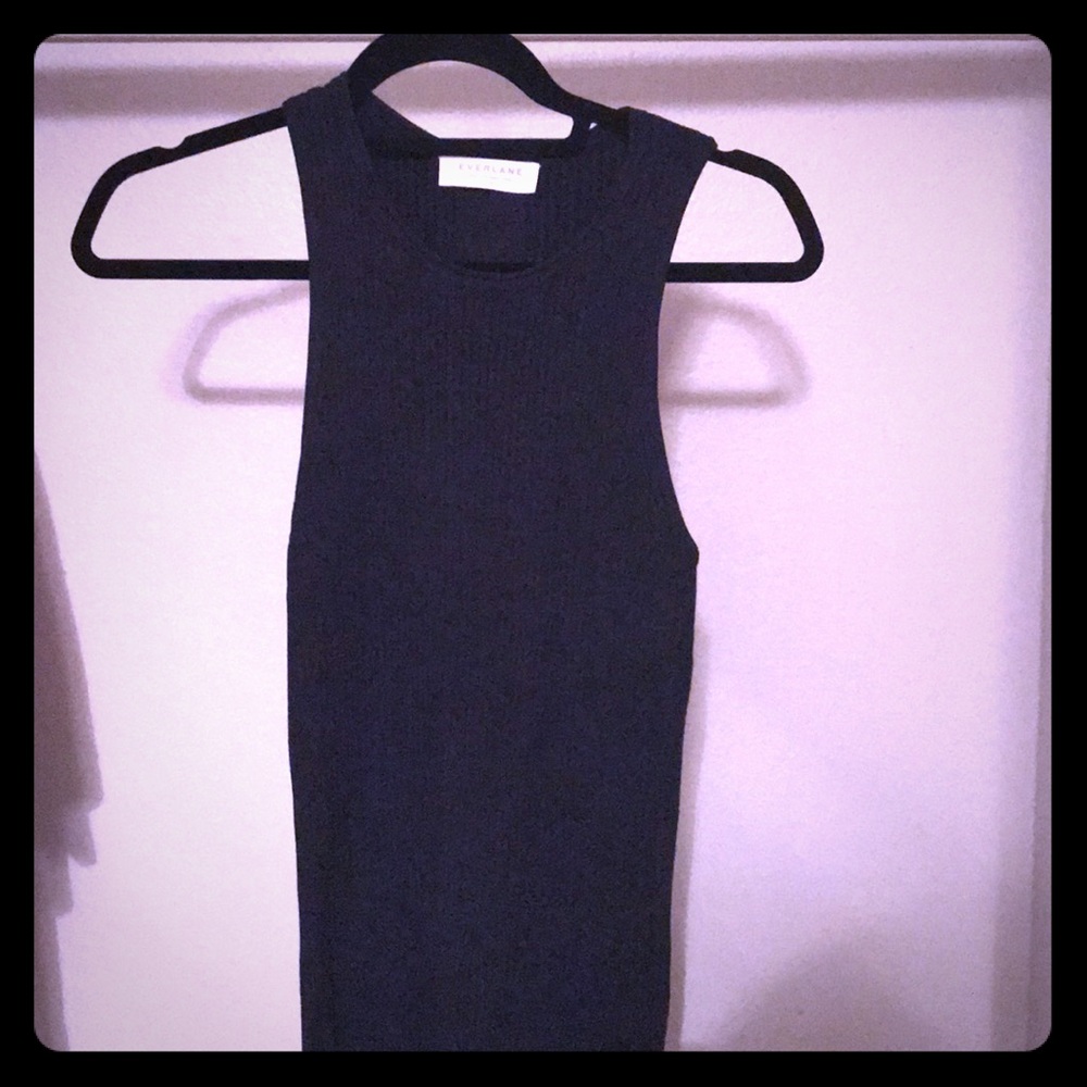 Everlane Ribbed Midi Dress-deep navy Racerback